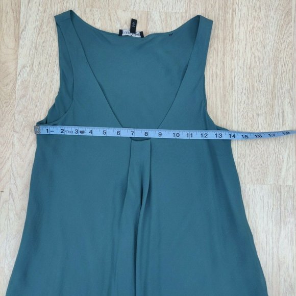 Eileen Fisher Size XS 100% Silk Georgette Sleeveless Sheer Teal Dress - Picture 5 of 9